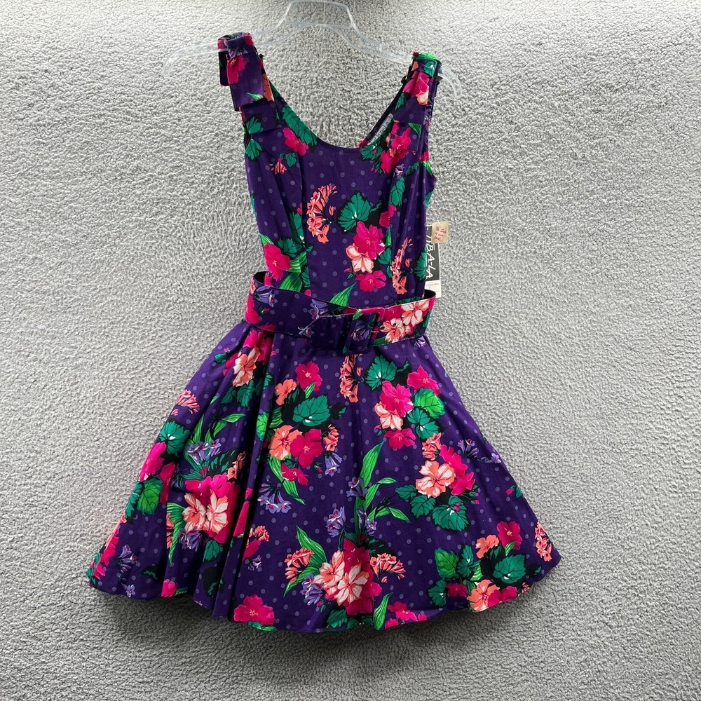 Vintage Womens Dress 7 Med Rockabilly Floral Pinup Whimsy Fit Flare Polka Dot